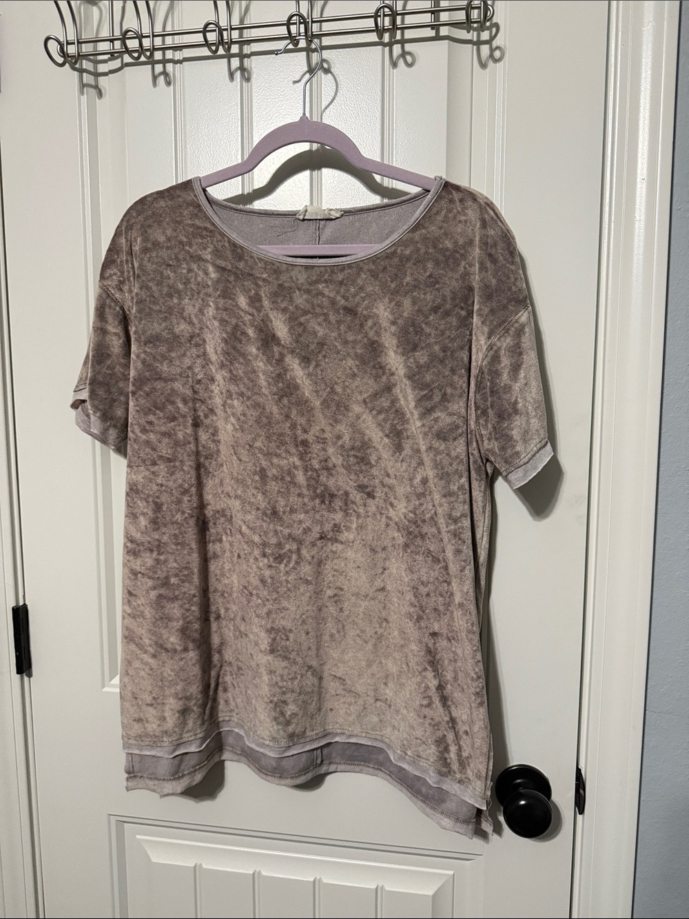 Oversized velvet Short Sleeve Women's Top